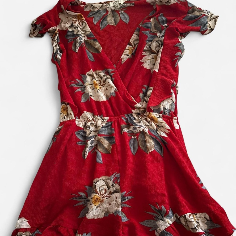 Umgee Red Floral Wrap Romper